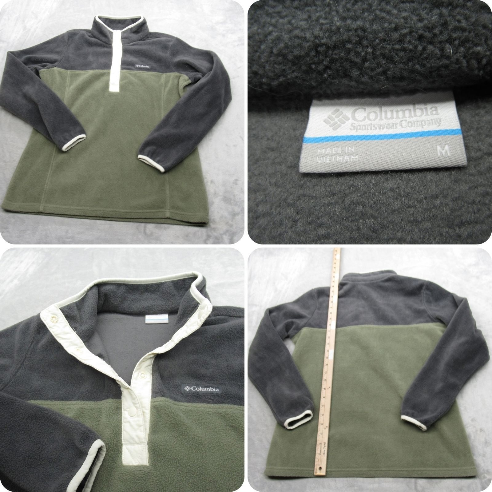 Columbia Sweatshirt Women Medium Green Super Soft Benton Springs 1/2 Snap Fleece